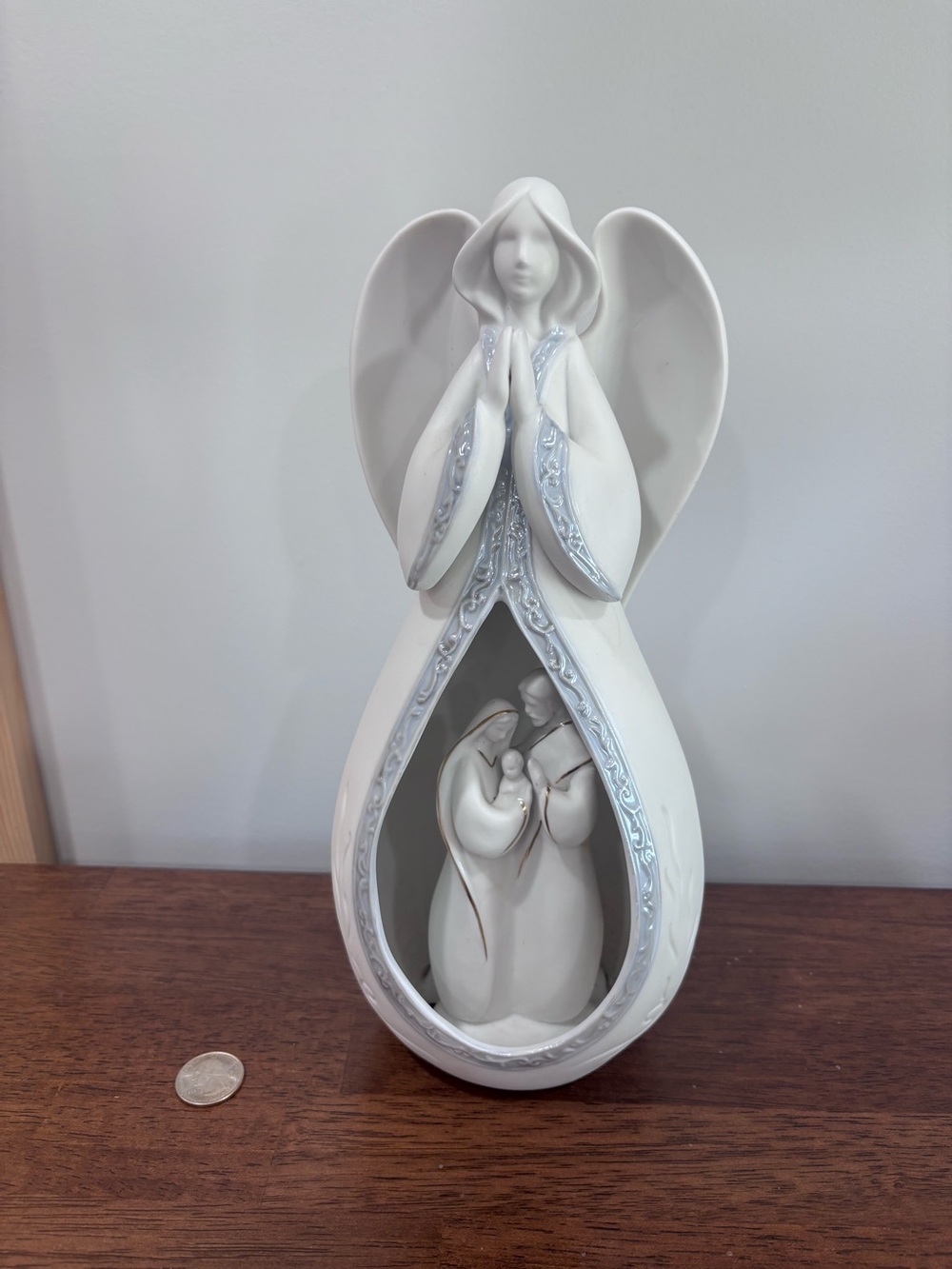 White Angel Nativity Sculpture - Decorative Home Art